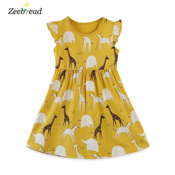 

zeebread summer yellow princess party dresses cute with animals print fashion european style cotton baby clothes for 2t-7t kids girl's, Red;yellow