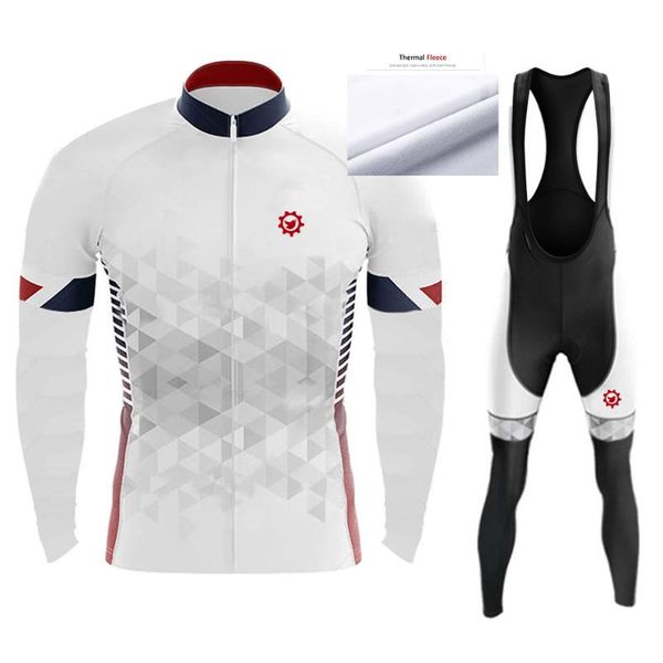 

racing sets winter 2021 thermal fleece set cycling clothes men jersey suit sport riding bike mtb clothing bib pants warm ropa ciclismo, Black;blue