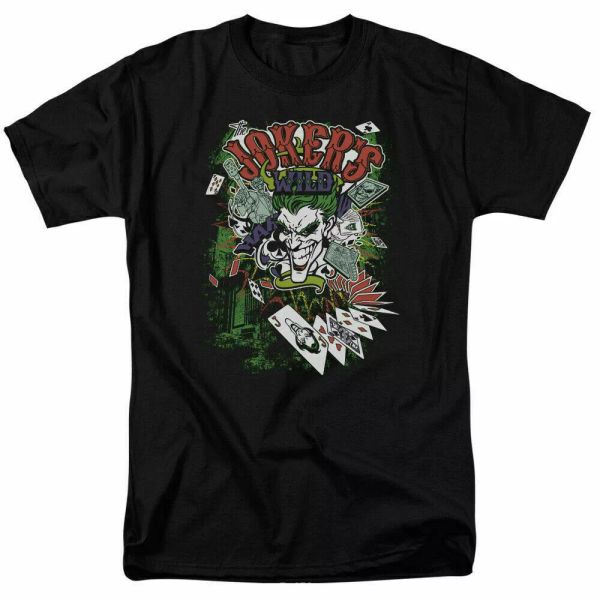 

Batman Jokers Wild T Shirt Licensed Comic Book Tee Black, White;black