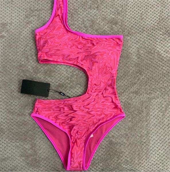 

fe06 korean women' size fits all pink long print swimsuit, Red;black