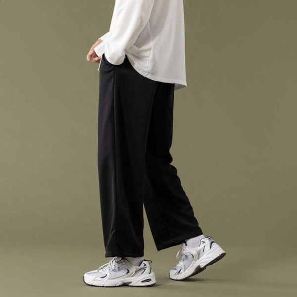 

men's pants 2021 mens solid color wide leg man casual sweatpants streetwear joggers harajuku hip hop ankle length trousers, Black