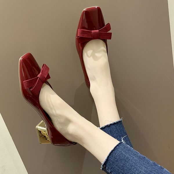 

dress shoes spring 2021 women's heeled fashion solid color comfortable square heel skin-friendly sweet elegant wild women u28-35, Black