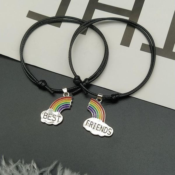 

charm bracelets 2 pcs/lots rainbow friend bracelet adjustable friendship couple gift hand wholesale drop, Golden;silver