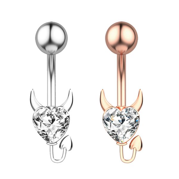 

devil heart belly button rings 14g surgical steel navel barbells stud for body piercing