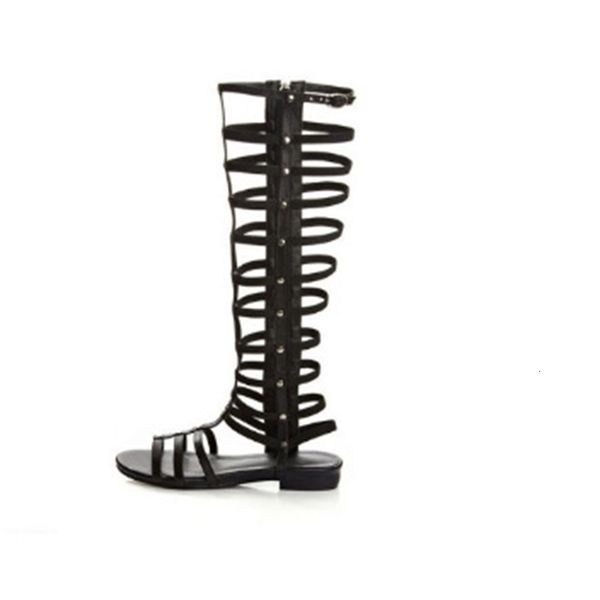 

sandal women's long elastic on knee boots, Black