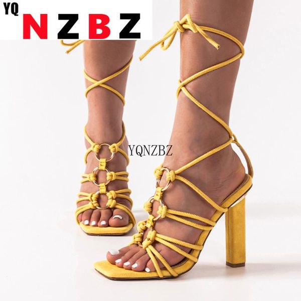 

sandals yqnzbz women high heels strappy shoes square head female fall street pumps fashion narrow band metal decoration size 42, Black