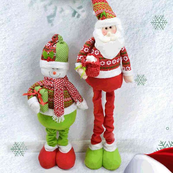 

christmas decorations red and green old man snowman standing retractable doll gift window ornaments