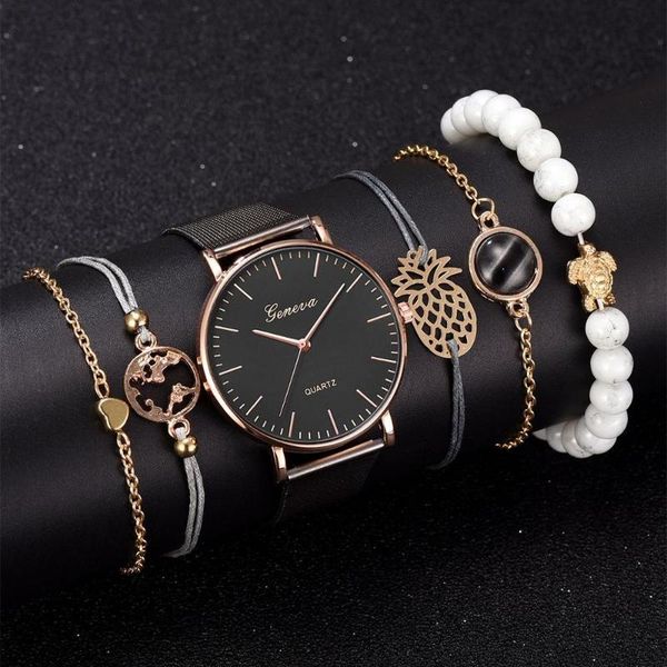 

wristwatches drop 6pcs set women watches simple fashion wrist watch luxury ladies bracelet clock relogio feminino, Slivery;brown