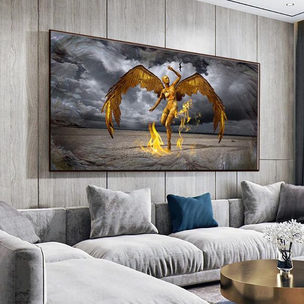 

paintings angel portrait canvas painting scandinavian posters and prints leo michael guardian art pictures on the wall for living room