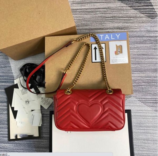 

leather luxury ladies hand-held heart-shaped stitching high-quality chain shoulder messenger bag