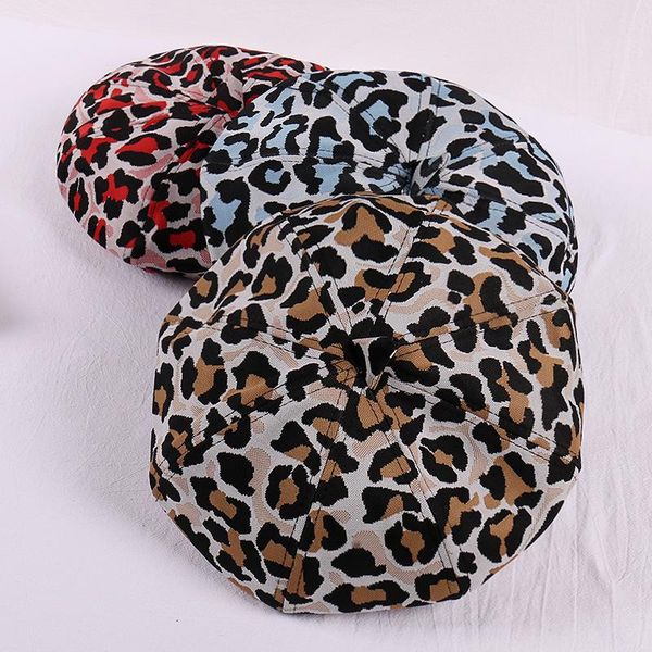 

online celebrity fashion leopard beret female retro street painter hat fashionable pumpkin berets, Blue;gray