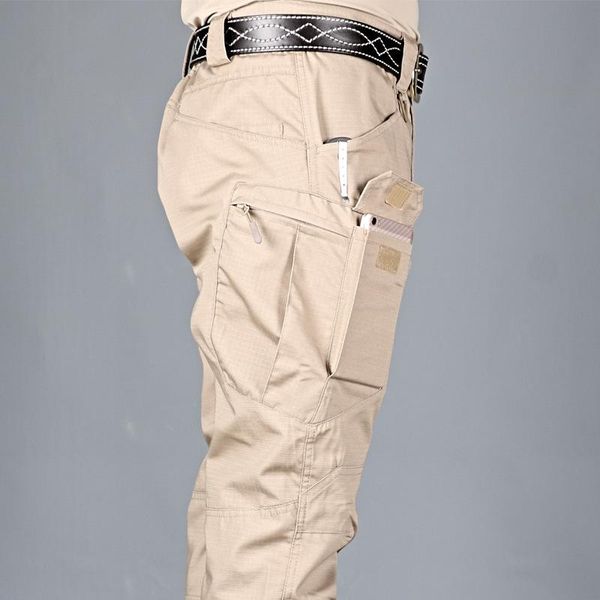 

running pants cargo men multi pocket outdoor tactical sweatpants military army plus size waterproof quick dry elastic hiking trousers, Black;blue