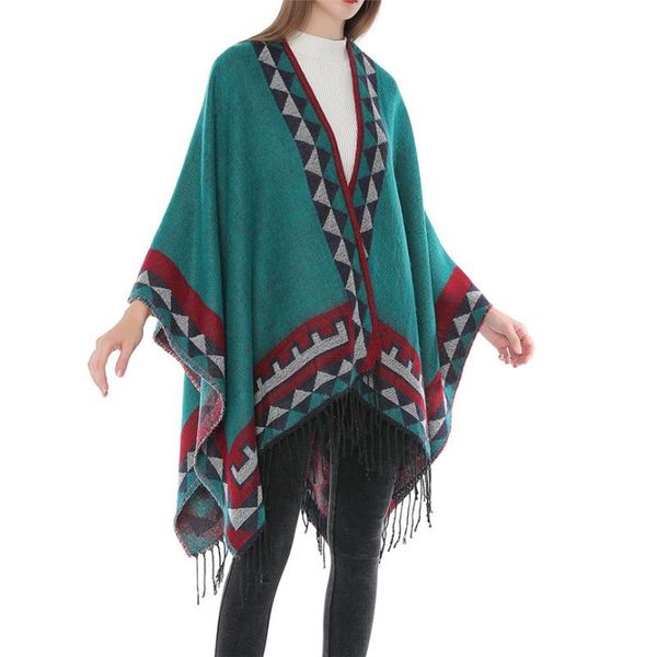 

women's trench coats sagace female windbreaker womens bohemia tassels knitted cashmere ponchos shawl cardigans sweater coat manteau fem, Tan;black