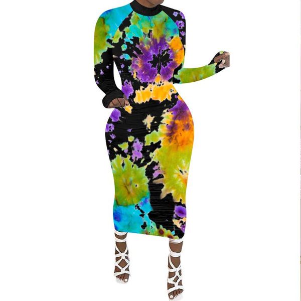 

casual dresses floral print bodycon party dress women long sleeve autumn skinny elegant night club maxi vestido de mulher, Black;gray