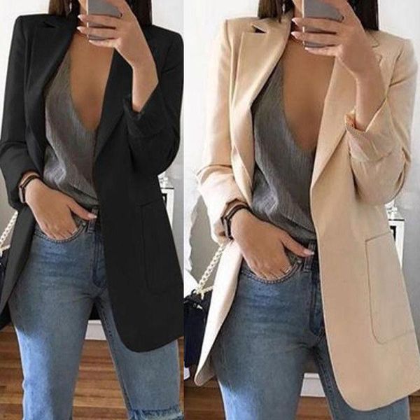 Fatos femininos blazers mulheres slim blazer jaqueta Outwear manga longa carreira de negócios formais casaco casual womens tops