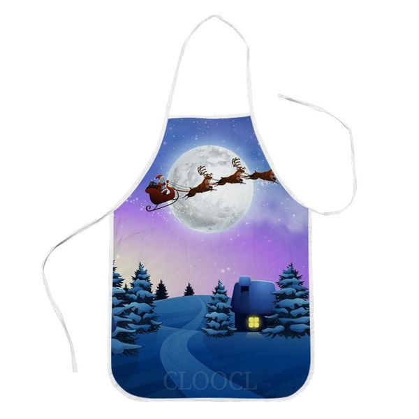 

aprons cloocl christmas apron aurora moon night print merry funny home cleaning tools baking