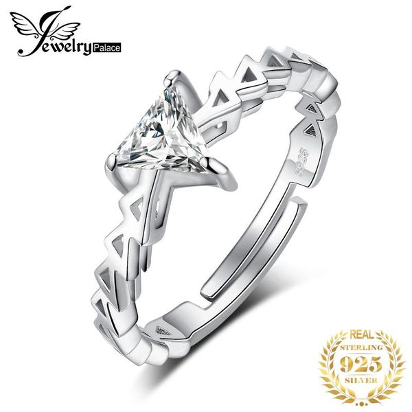 

jewelrypalace triangle cubic zirconia open adjustable ring 925 sterling silver for women jewelry making fashion cluster rings, Golden;silver