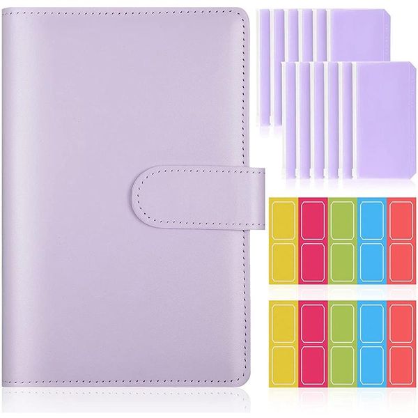 

gift wrap 15 pieces a6 binder cover set, pu leather notebook refillable planner for home school