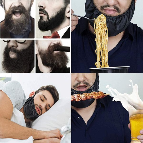 Copricapo per uomo nero Copricapo impermeabile a prova di spruzzi d'olio Grembiule per peli facciali Bandana Foderato in raso Copri barba Copricapo Cappellino per bavaglino da uomo TE0006