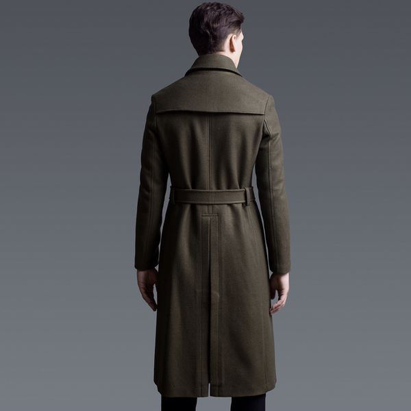 

men's wool & blends plus size 6xl autumn coat men long trench jacket slim fit overcoat casual mens windbreaker casaco lwl640 ia94, Black