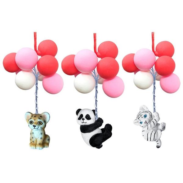 

interior decorations car internal pendant cute animal balloon panda leopard tiger hanging ornament with colorful keychain