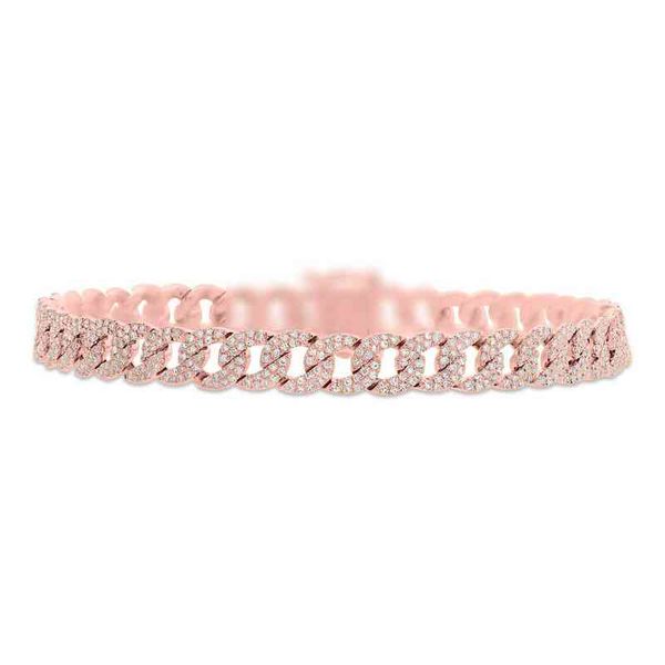 

lozrunve factory custom 925 sterling sier small micro pave cz link chain bracelet wholale, Golden;silver