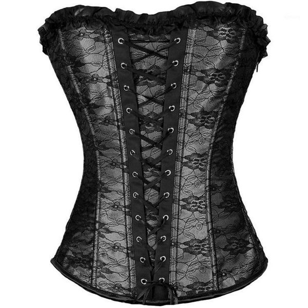 

bustiers & corsets lace up women corset underbust bustier gothic clothes steampunk waist trainer belt shaper plus size corselet, Black;white