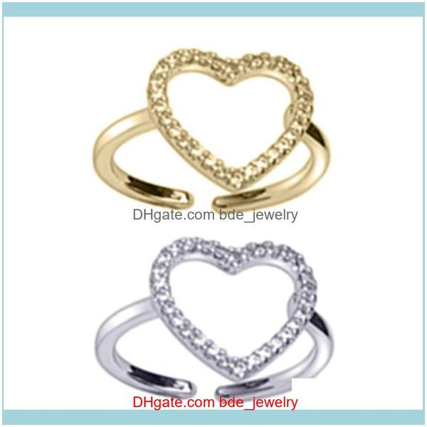 

wedding jewelrywedding rings retro love heart hollow open ring female ins trend sweet elegant handmade hip-hop fashion drop delivery 2021 ec, Slivery;golden