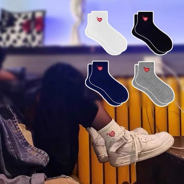 

sports socks hm love embroidered socks shawn yue with the same paragraph low-cut towel socks street men's and women's, Black
