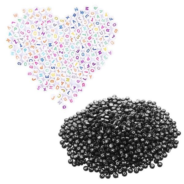 

other 200 pcs 7 mm colorful round spacer beads with 1000 black mixed alphabet/ letter rondelle 7mm(1/4 inch)
