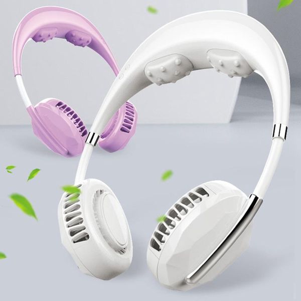 

electric fans halterneck fan bladeless wearable neck 360Â° cooling hands sports usb personal massage machine