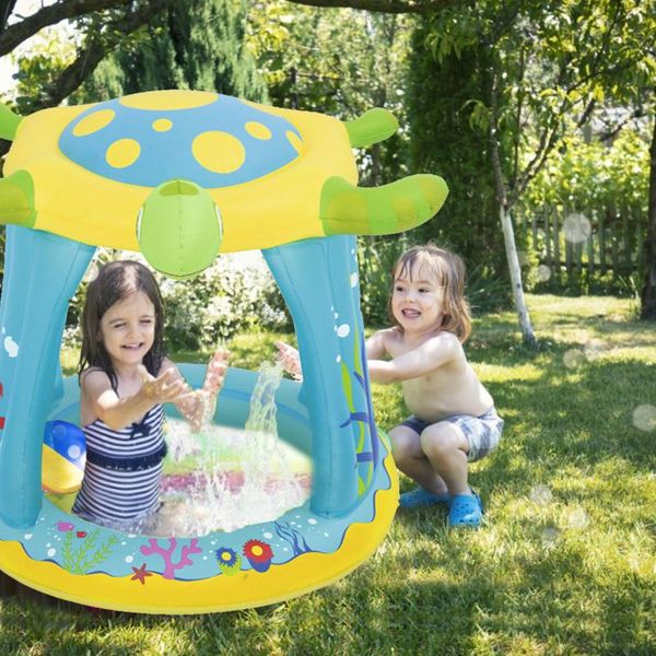 

pool & accessories inflatable circle baby infant float swimming kiddie sunshade blow up water fun bathing tub