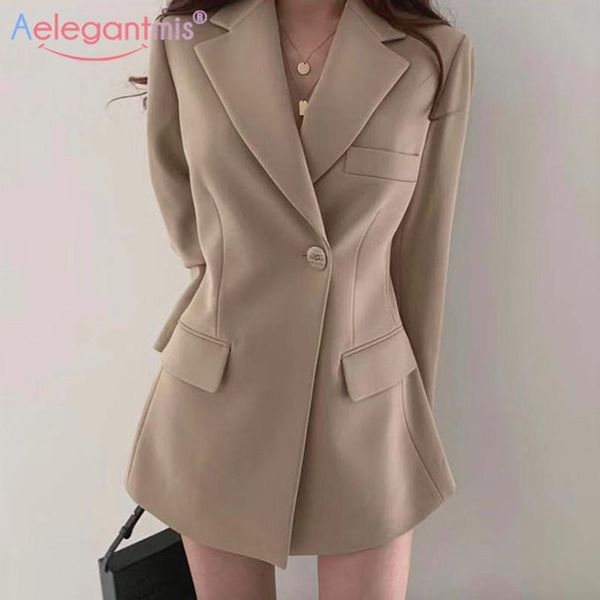 

aelegantmis single button slim casual blazer jacket women autumn pocket coat office lady business blazers ladies outerwear 2021 women's, White;black