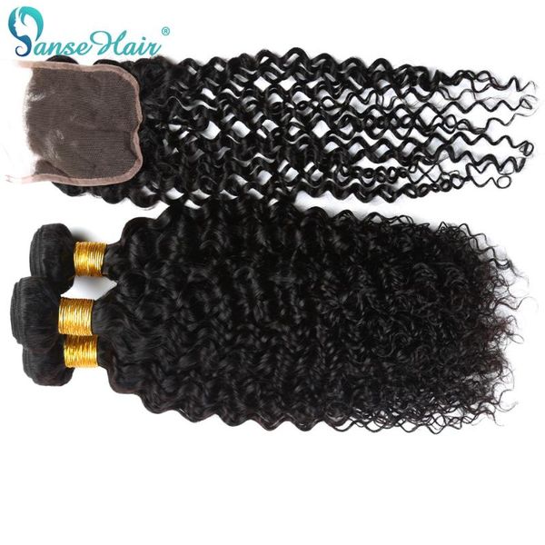 

human hair bulks panse peruvian weaving 3 pcs weft with 1 pc closure 4x4 customized 8 to 28 inches kinky curly non remy, Black