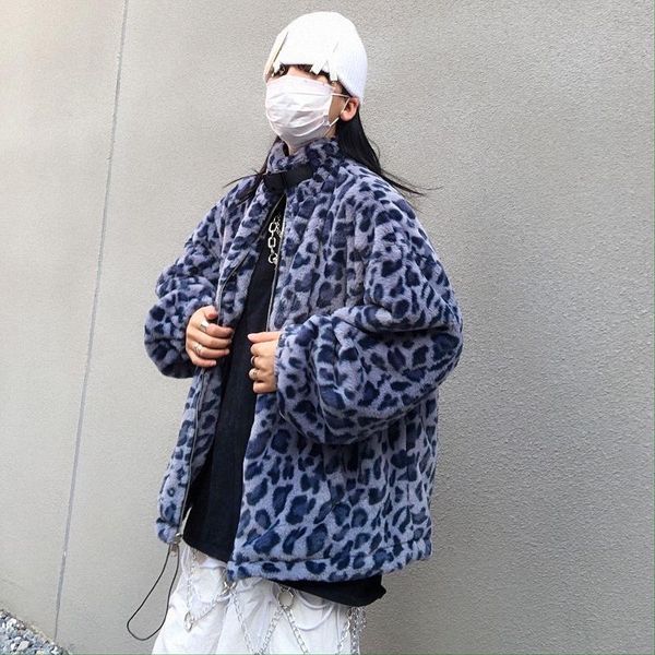

winter korean version of ins harajuku style retro leopard print cotton warm furry buckle coat female student jacket tide women's jacket, Black;brown