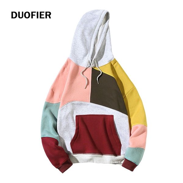 

spring trend sweatshirt men harajuku multicolor stitching hoodie men's japanese korean casual pocket hoodies male 5xl 210603, Black