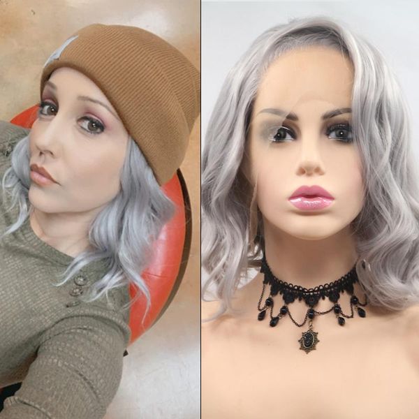 

anime short wig female synthetic hairpiece front lace women hair natural wigs, Black