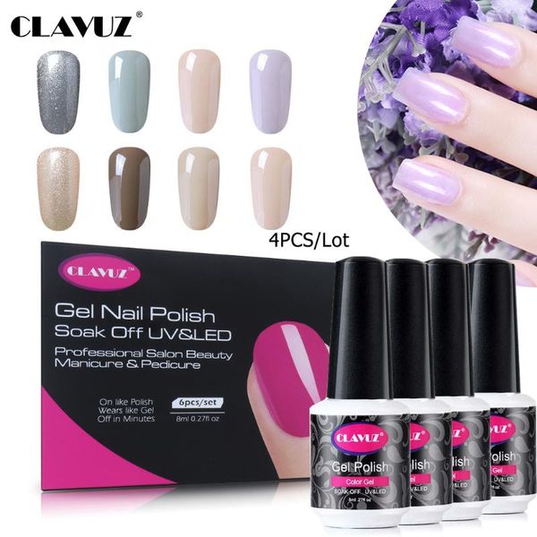 

nail art kits clavuz 4pcs/lot 8ml varnish diy kit uv gel polish set lucky soak off semi permanent hybrid enamel lacquer gift box