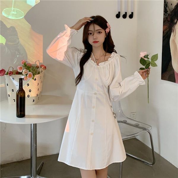 

casual dresses fonely fairy preppy autumn style temperament korean princess skirt french gentle and sweet dress, Black;gray