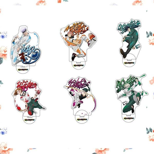 

keychains japan anime jujutsu kaisen stand sign acrylic gojo satoruÂ figure model plate desk decor cosplay xmas gift for friend, Silver