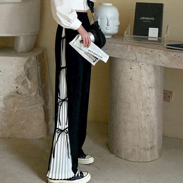 

wide-leg pants women's korean style pleated loose casual straight-leg trend wide leg womens fashion & capris, Black;white