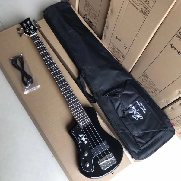 Kolay alarak Siyah veya Kahverengi Solak Hofner Shorty Bas Gitar 99 cm Tall 4 Dizeleri Özel Mini Lefty Basse Guitare Almanca