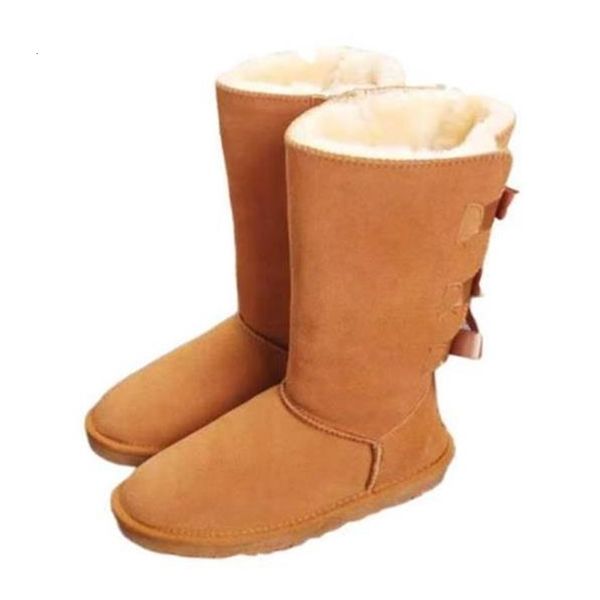

boots with box eu35 to 42 46 tradingbear cowskin genuine leather australia snow boots fur bowknot drill snowshoe 7zio, Black