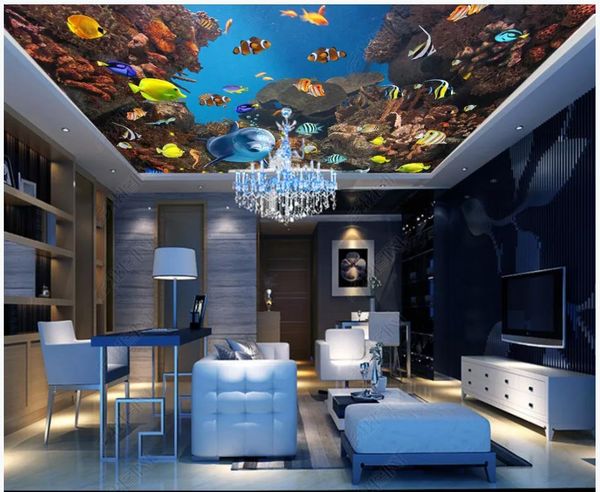 

custom po wallpaper 3d ceiling murals for walls 3 d beautiful underwater world fish school creature zenith mural wallpapers