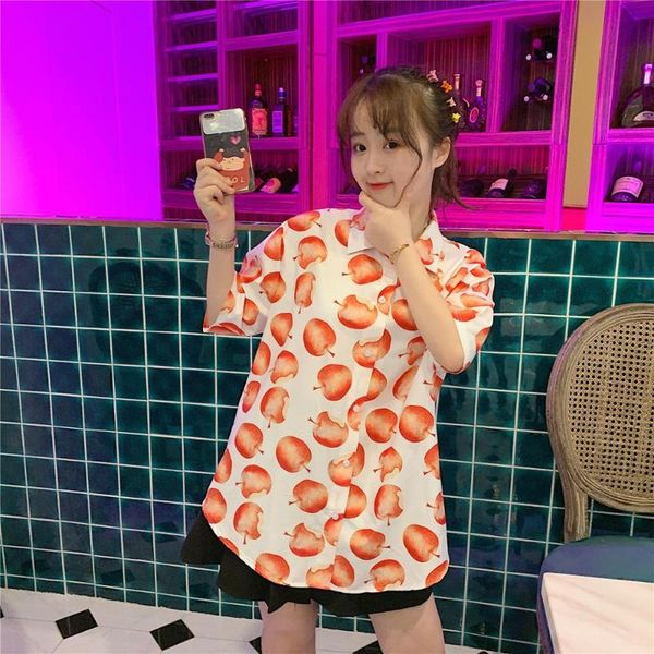 

women's blouses & shirts dioufond floral print cotton blouse women short sleeve female summer beach shirt single size blusas clothing f, White