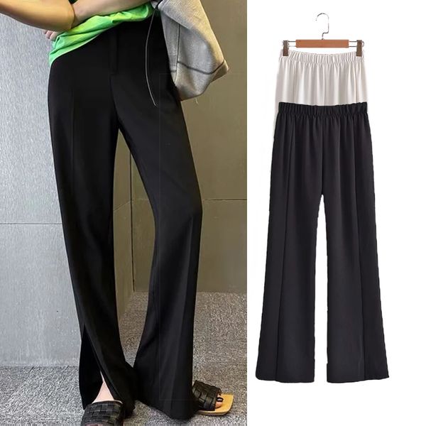 

women's pants & capris 2021 casual women's pants 2-color high-waist straight-leg trousers solid color calf cloth fashion all- 0o2, Black;white