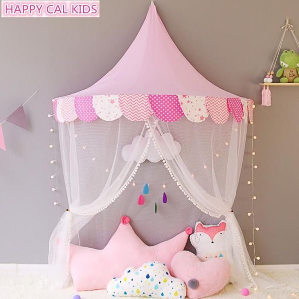 

mosquito net kids teepee tents children play house cotton bed tent canopy foldable crib baby room decor birthday gifts pography props