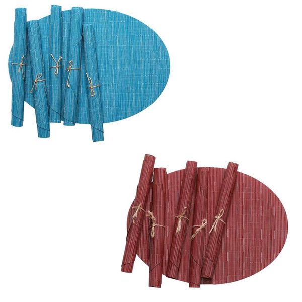 

mats & pads heat-resistant anti-slip pvc woven washable oval 6 pack