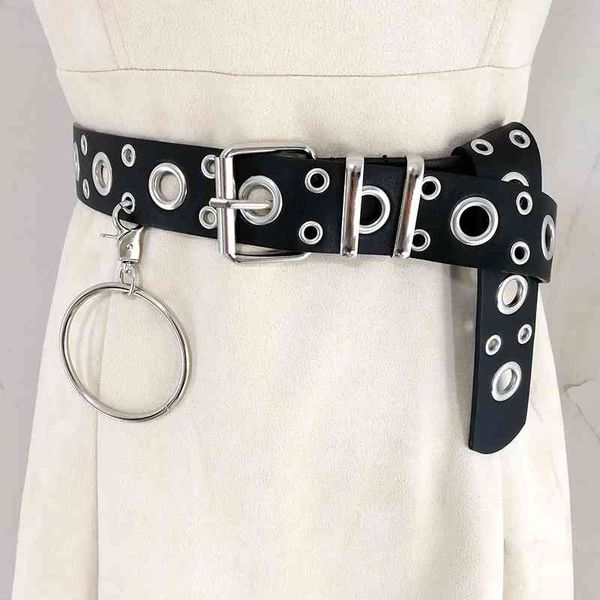 

2021 low price wholesale ladies punk belt gothic silver chain belts for women high metal eyelet adjustable waist cinturon mujer dress cummer, Black;brown
