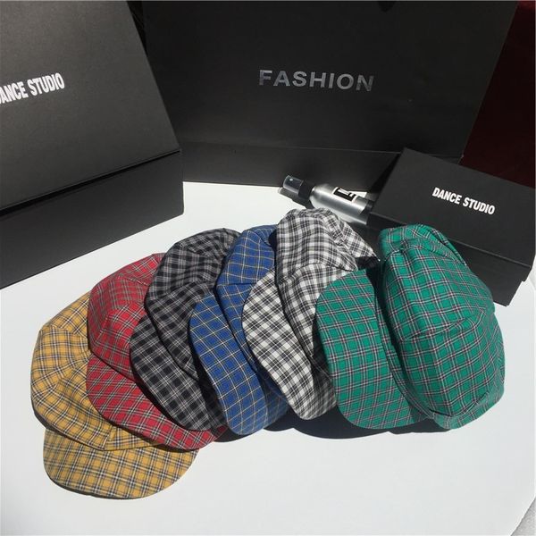 

four seasons can wear foreign style net red check beret children's soft girl cute painter's hat octagonal female autumn and winter, Blue;gray